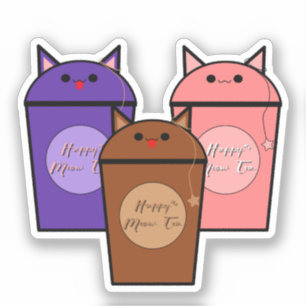Kawaii Trio Meow Tea Vinyl Sticker