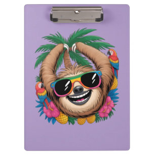 Kawaii Tropical Sloth – Cute Summer Vibes Rainbow Clipboard