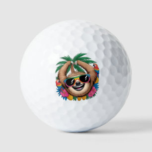 Kawaii Tropical Sloth – Cute Summer Vibes Rainbow  Golf Balls