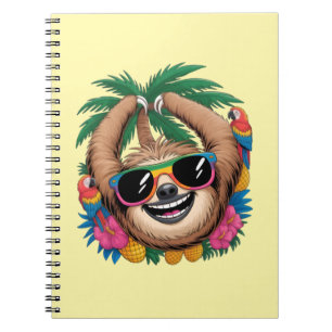 Kawaii Tropical Sloth – Cute Summer Vibes Rainbow Notebook