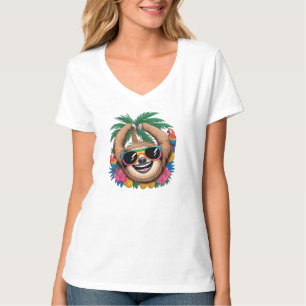 Kawaii Tropical Sloth – Cute Summer Vibes Rainbow T-Shirt