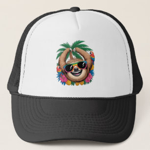 Kawaii Tropical Sloth – Cute Summer Vibes Rainbow Trucker Hat