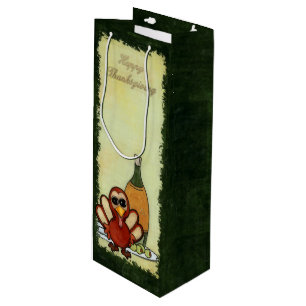 Kawaii Turkey Thanksgiving WINE ACCESORIES Wine Gift Bag