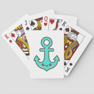 Kawaii Turquoise Anchor – Whimsical & Cheerful Playing Cards