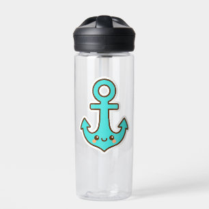 Kawaii Turquoise Anchor – Whimsical & Cheerful Water Bottle