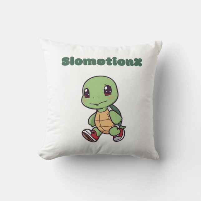 Kawaii Turtle Pillow – Cute Slomotionx Cartoon  (Front)