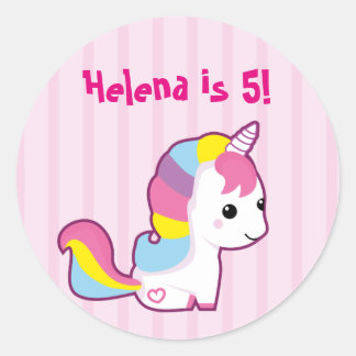 Kawaii Unicorn - birthday Classic Round Sticker
