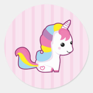 Kawaii Unicorn Classic Round Sticker