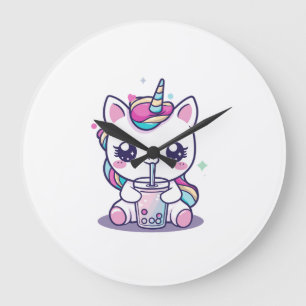 Kawaii Unicorn eating Ramen Noodle Soup Cute Graph Large Clock