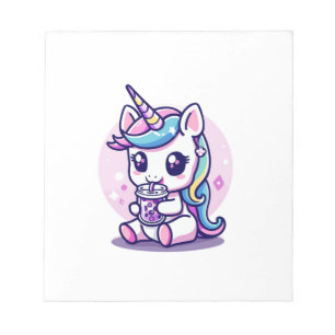 Kawaii Unicorn eating Ramen Noodle Soup Cute Graph Notepad