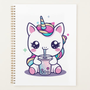 Kawaii Unicorn eating Ramen Noodle Soup Cute Graph Planner