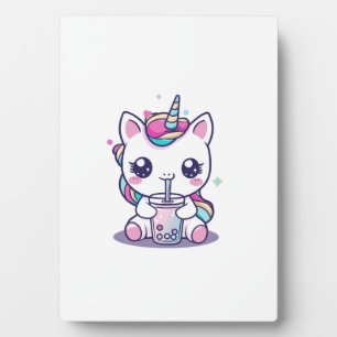 Kawaii Unicorn eating Ramen Noodle Soup Cute Graph Plaque