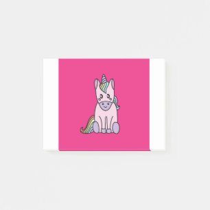 Kawaii unicorn magical pink and rainbow post-it notes
