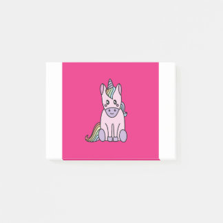 Kawaii unicorn magical pink and rainbow post-it notes