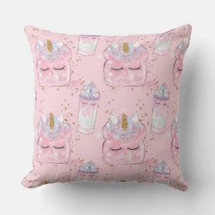 Kawaii Unicorn Toast & Milkshake – Pastel Cushion