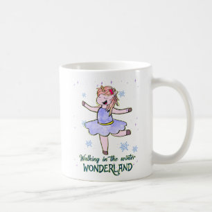 Kawaii Unicorn Walking during Winter Coffee Mug