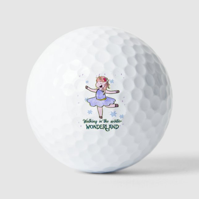 Kawaii Unicorn | Walking during Winter Golf Balls (Front)