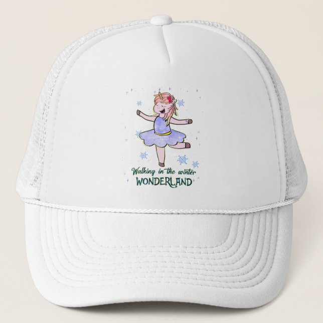 Kawaii Unicorn | Walking during Winter Trucker Hat (Front)