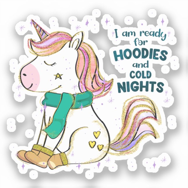 Kawaii Unicorn | Winter and Hoodies (Front)