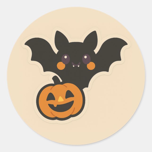 Kawaii Vampire Bat Neon Halloween Sticker (Front)