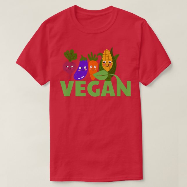 Kawaii Vegetables Plant Based Diet Vegetarian Vega T-Shirt (Design Front)