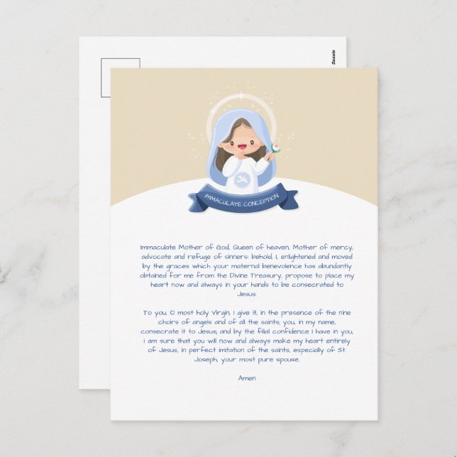 Kawaii Virgin Mary Prayer Holiday Postcard (Front/Back)