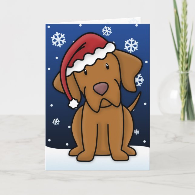 Kawaii Vizsla Christmas Card (Front)
