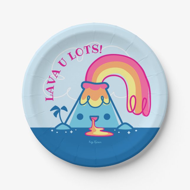 Kawaii Volcano Paper Plate (Front)