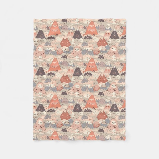 Kawaii Volcanoes Fleece Blanket (Front)