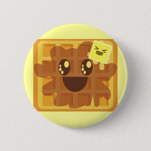 kawaii waffle butter & maple syrup breakfast 6 cm round badge