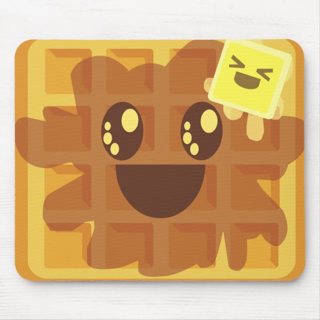 kawaii waffle butter & maple syrup breakfast mouse mat (Front)