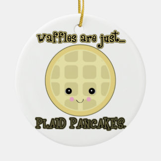 kawaii waffles are just plaid pancakes ceramic tree decoration