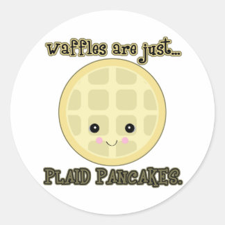 kawaii waffles are just plaid pancakes classic round sticker