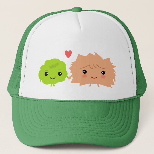 Kawaii Wasabi and Ginger Love Each Other Trucker Hat (Front)