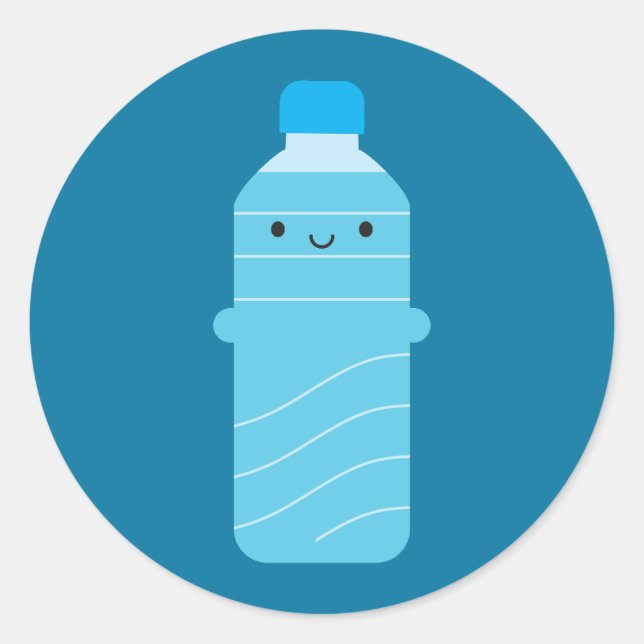 Kawaii Water Bottle Classic Round Sticker (Front)