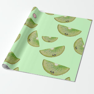 Kawaii Watercolor Kiwi Wrapping Paper
