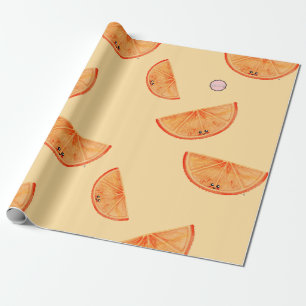 Kawaii Watercolor Orange Wrapping Paper
