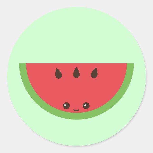Kawaii Watermelon Classic Round Sticker (Front)