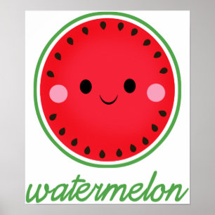 Kawaii Watermelon Poster
