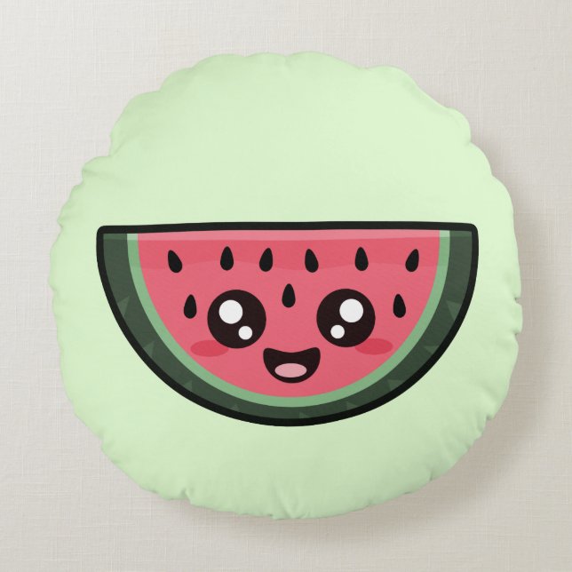 Kawaii Watermelon Round Cushion (Front)