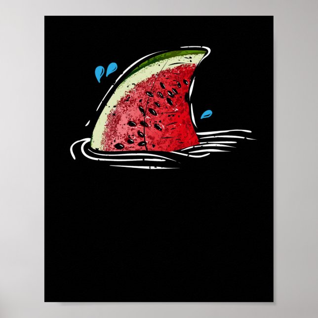 Kawaii Watermelon Shark Fin Family Summer Vacation Poster (Front)