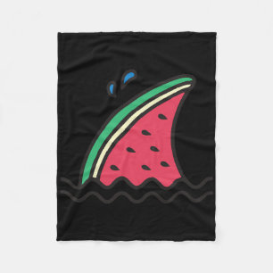 Kawaii Watermelon Shark Fin Funny Family Summer Va Fleece Blanket