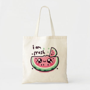 Kawaii watermelon with the phrase “I am fresh” – C Tote Bag