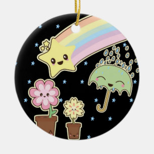 Kawaii weather garden so cute girly pattern ceramic tree decoration