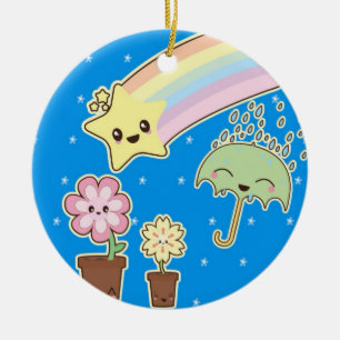 Kawaii weather garden so cute girly pattern ceramic tree decoration