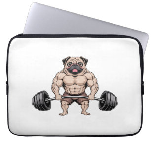 Kawaii Weightlifting Muscular Pug Dog Lover Laptop Sleeve