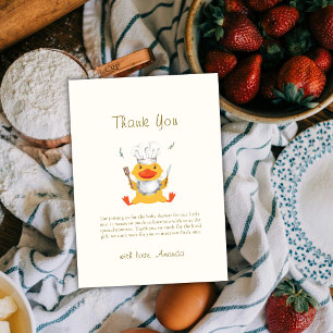 Kawaii Whimsical Little Duckling Chef Baby Shower Thank You Card