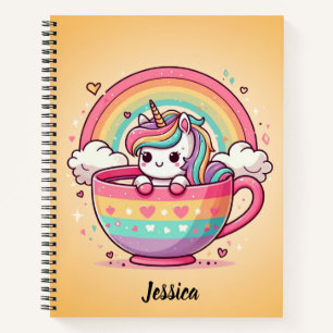 Kawaii Whimsical Rainbow Unicorn Notebook