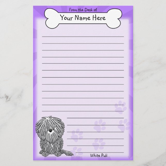 Kawaii White Puli Stationery (Front)