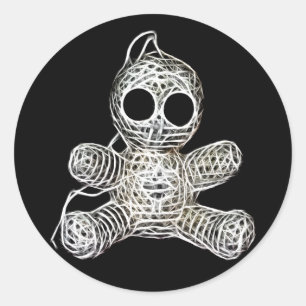 Kawaii White Voodoo Doll Funny Magic Toy Classic Round Sticker